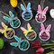 8-Piece Wooden Easter Bunny Ornaments – Hollow Hanging Rabbits with Plaid Bows for Spring Home & Garden Decor